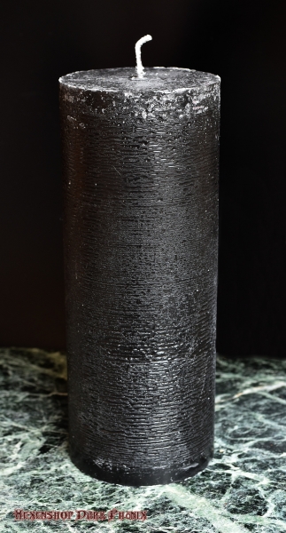 Hexenshop Dark Phönix Durchgefärbte Altarstumpenkerze schwarz ø 70 x 180 mm